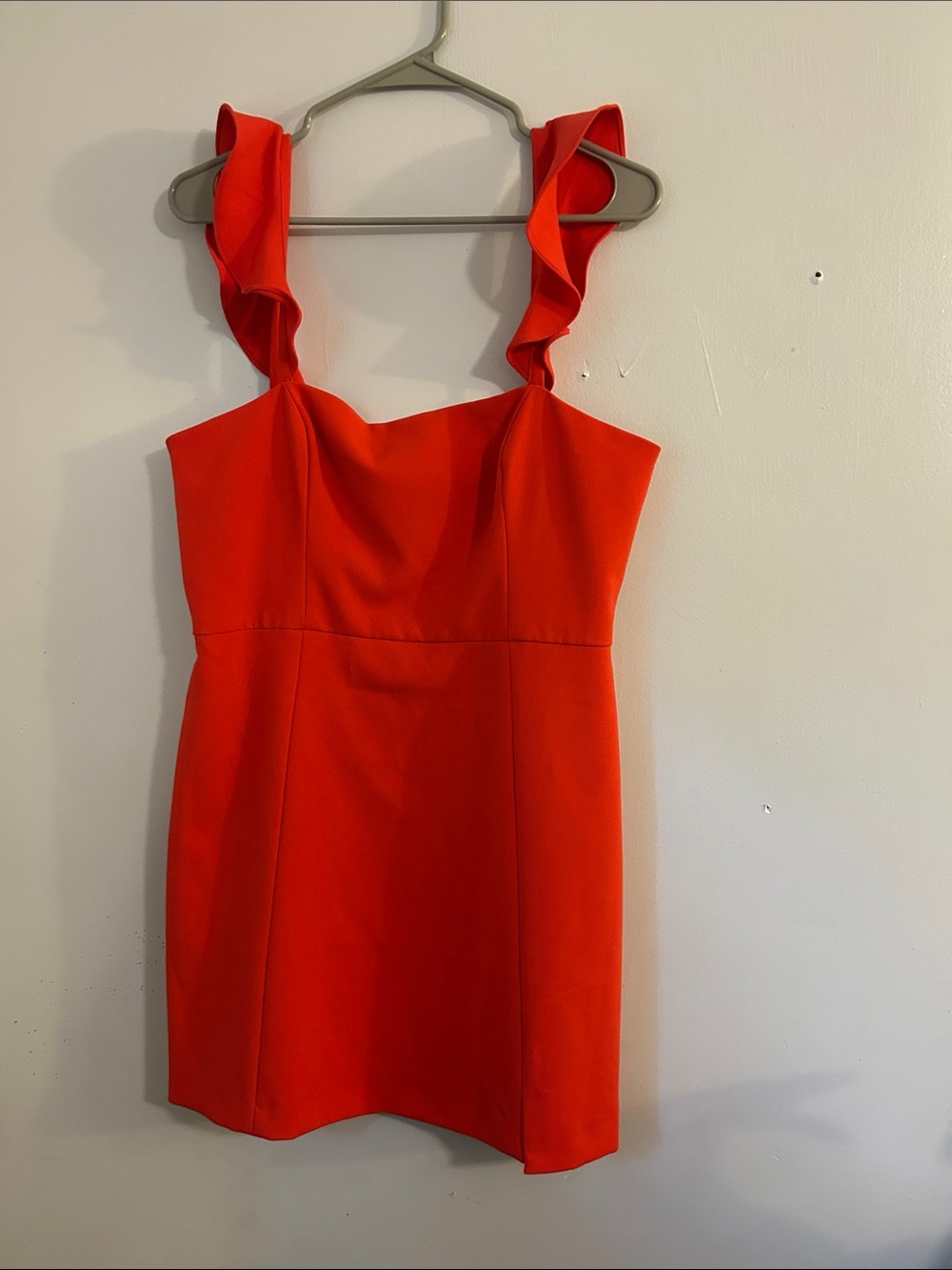 French Connection Red Ruffle-strap Mini Dress